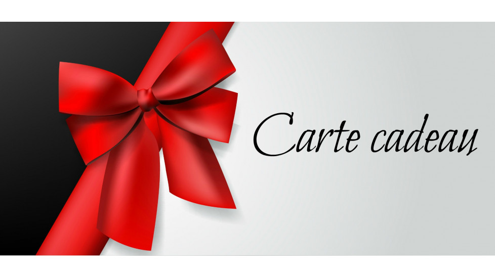 Carte cadeau du salon Esthétique Entre-Nous à Saint-Georges-de-Beauce, image élégante avec un fond noir et blanc et un grand ruban rouge noué, symbolisant un cadeau raffiné et une expérience à offrir.