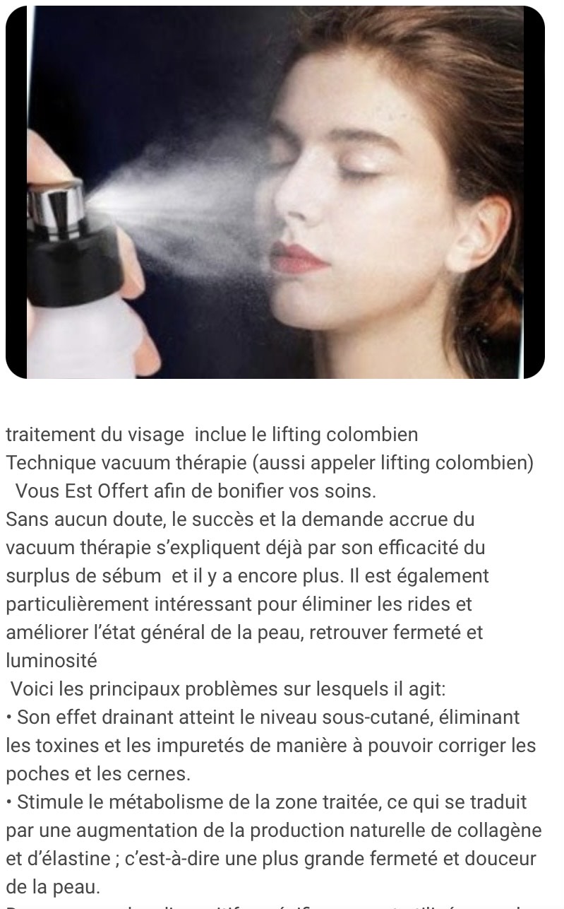 Soin du visage par vacuum thérapie au Salon Esthétique Entre-Nous à Saint-Georges, en Beauce, mettant en valeur une technique de lifting naturel pour raffermir, tonifier et revitaliser la peau.